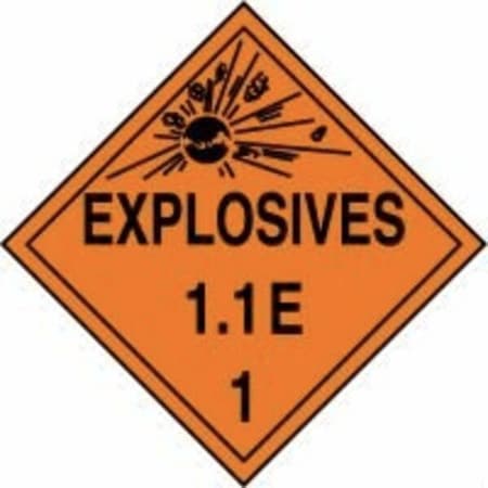 Accuform DOT PLACARD HAZARD CLASS 1 MPL15FV100 MPL15FV100